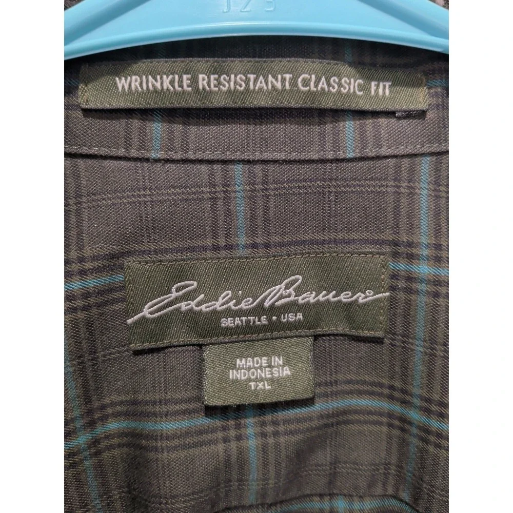 Eddie Bauer Men's Long Sleeve Plaid Button Down Shirt Size XLT Green